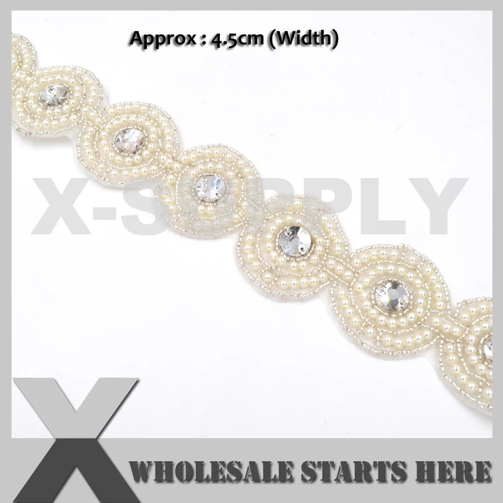 Passamaneria con strass e perle al metro, passamaneria nuziale con strass e cristalli, forniture per cinture da sposa, fasce e copricapi