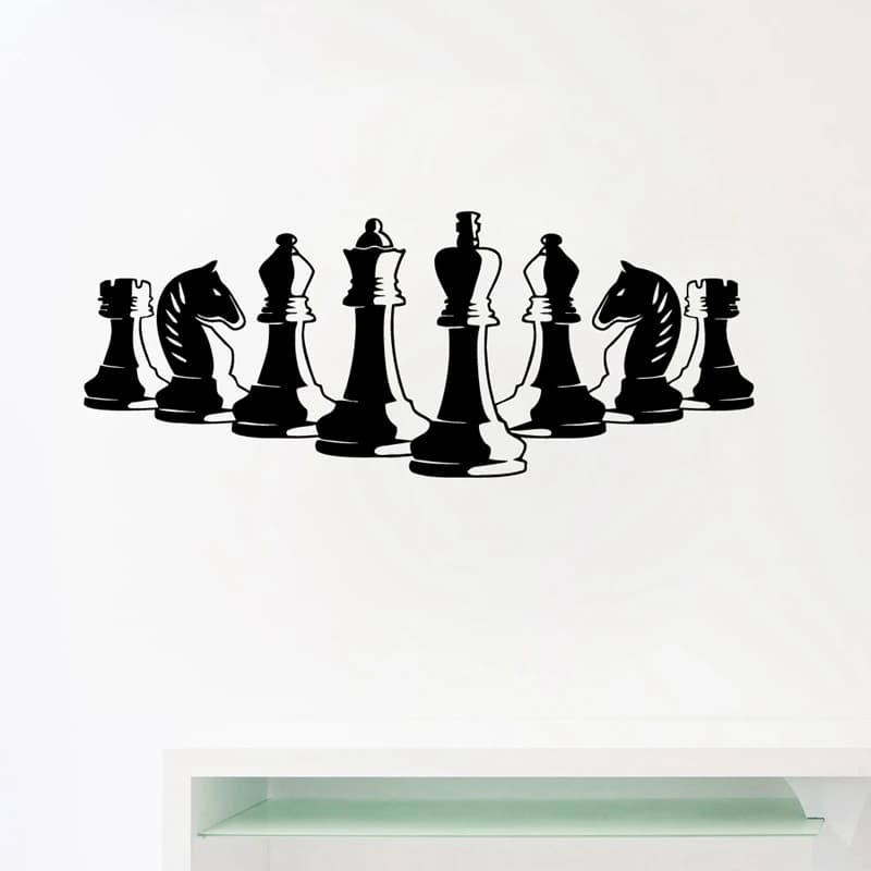 Pezzi degli scacchi decalcomania della parete decorazione della camera da letto strategia gioco da tavolo interni vinile murale arte Wall Sticker decorazione della parete della stanza di casa