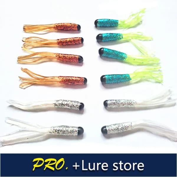 JYJ 200pcs fishing worm baits with soft tube skirt hula lure in freshwater fishing baits ,soft plastic squid lure