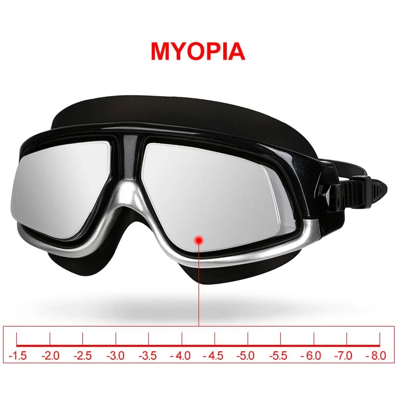 Copozz Swimwear Myopics Waterproof Anti-snatching UV Glasses Swim mask for unisex sports myopia with large silicone mirror frame
