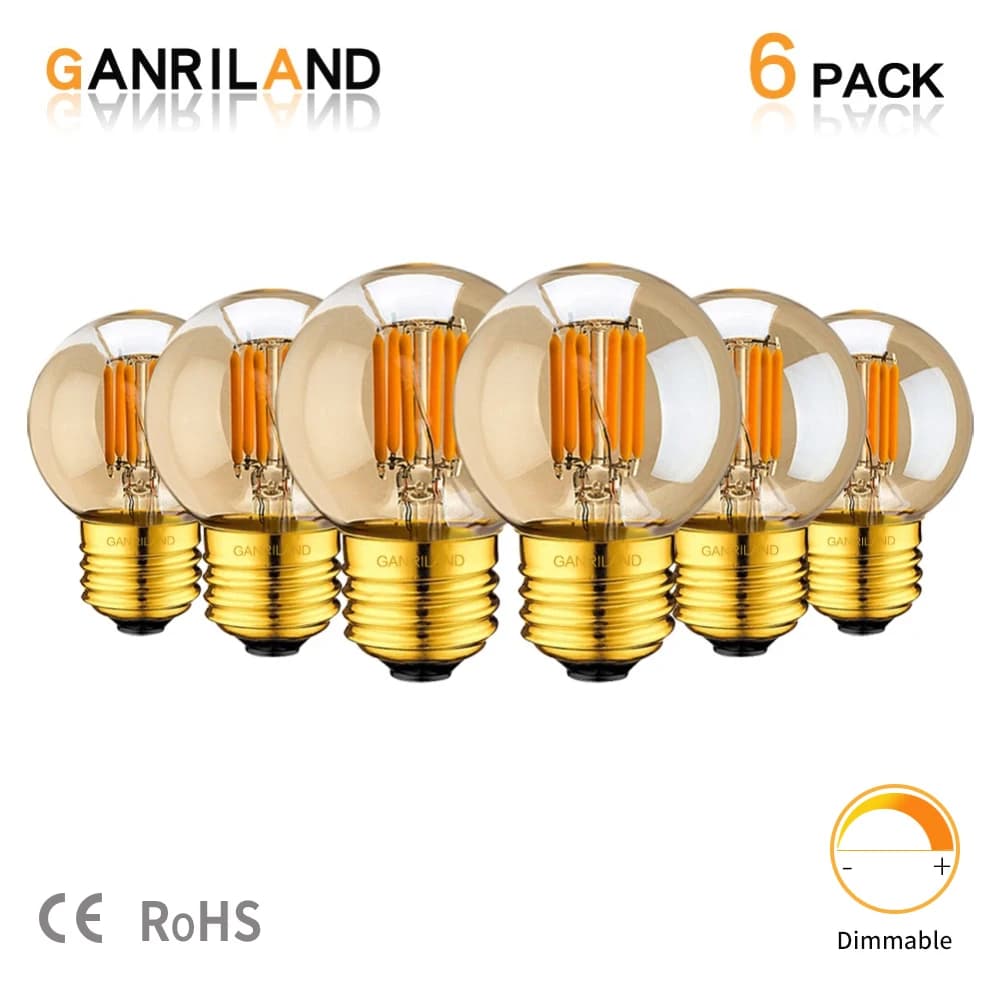 GANRILAND G40 3W Led Bubs per luci stringa 110V 220V bianco caldo 2200K Golden Filament Globe Ball Bulb E26 E27 Bombilla Decor