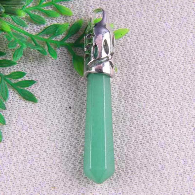 Pendolo di gioielli con ciondolo GEM con perline di avventurina verde naturale 9x60MM S206