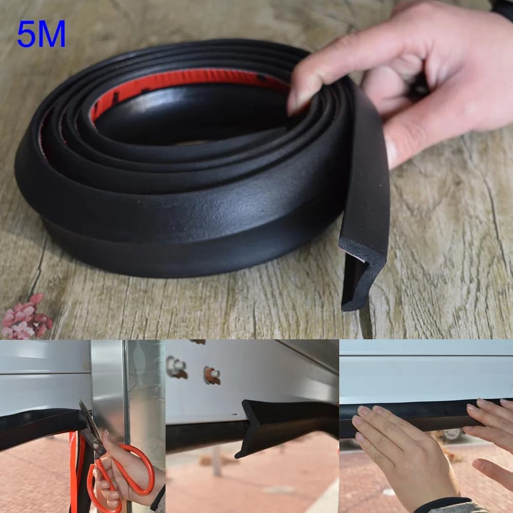 3/5m Porta del garage Meteo Multiuso Bordo domestico Sostituzione Avvolgimento completo Antipolvere Adesivo portatile Striscia di tenuta Rivestimento in gomma inferiore
