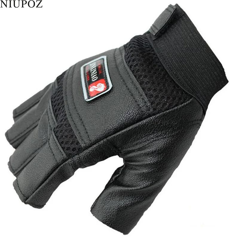Men's Slim PU Leather Gloves Sports Gloves Mid-Feel Bike Gloves Non-slip Fitness Gloves Luva G41