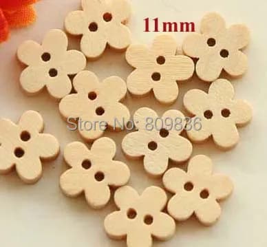 100 pz/lotto Dimensioni: 11mm Bottoni in legno a forma di fiore Bottoni sfusi per bambini Accessori per cucire, commercio all'ingrosso (SS-442)