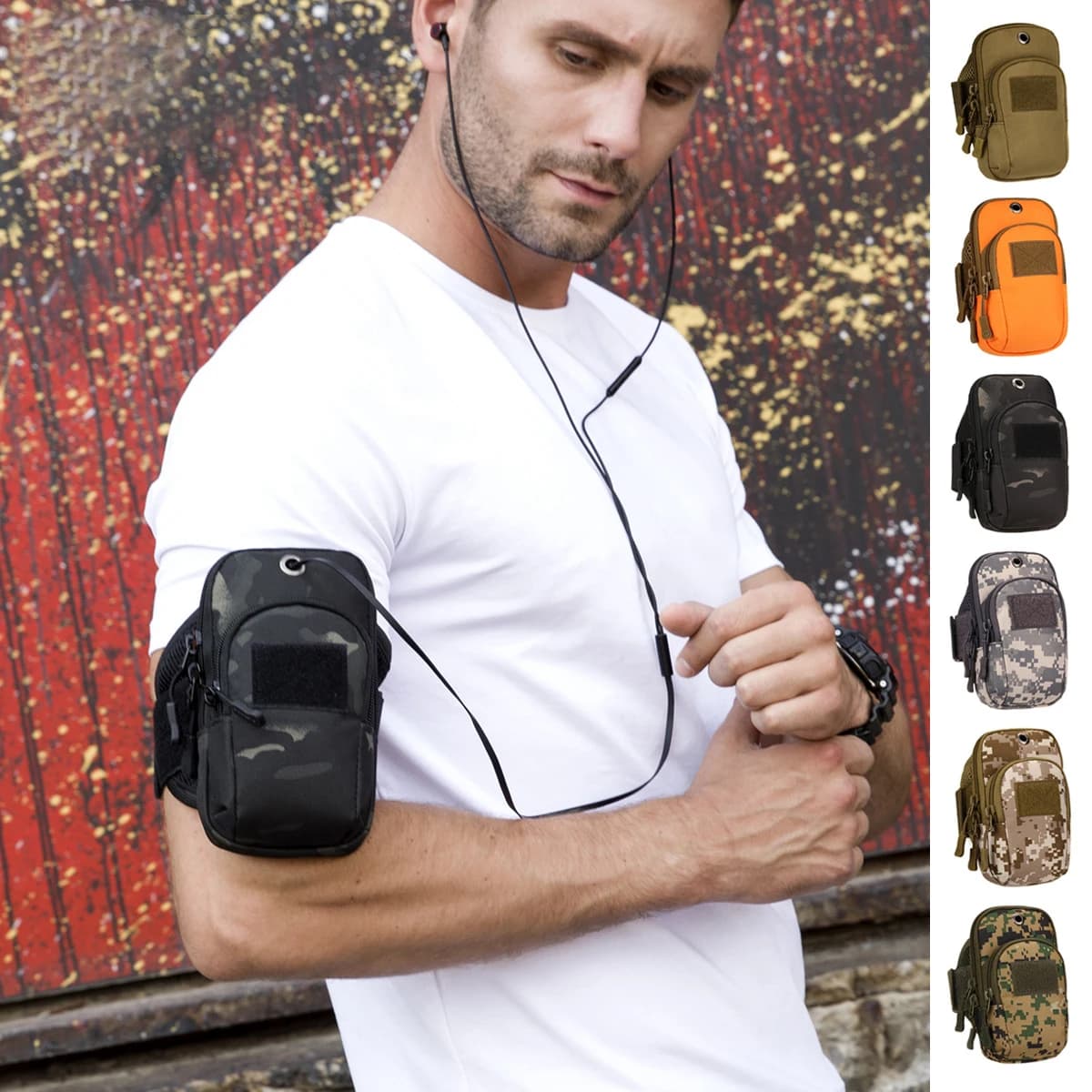 Camouflage Arm Belt Military Water Repellent Bag for Cell Phone Bag Fishing Pockets for Running Arm