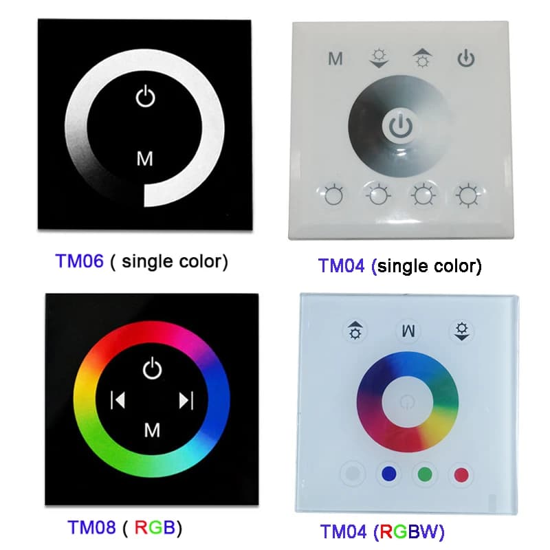 DC12V-24V monocolore/RGB/RGBW controller touch panel a parete controller dimmer pannello in vetro per lampada LED RGB Strips