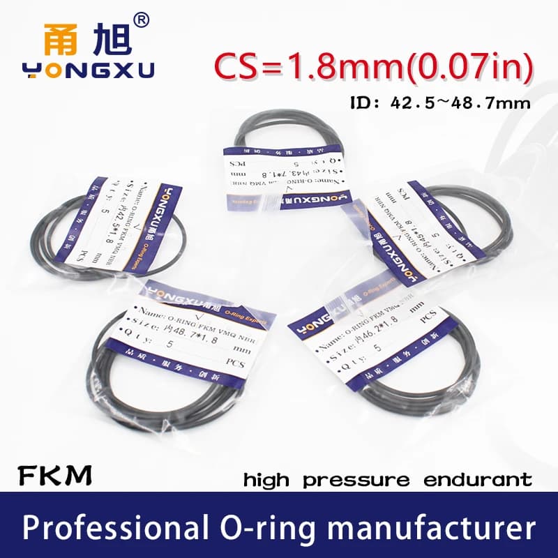 2 Pz/Lot Black Fluoro Rubber O-ring Gaskets FKM CS1.8mm ID42.5/43.7/45/46.2/48.7*1.8mm O Ring Sealing Rings Sealing Washer
