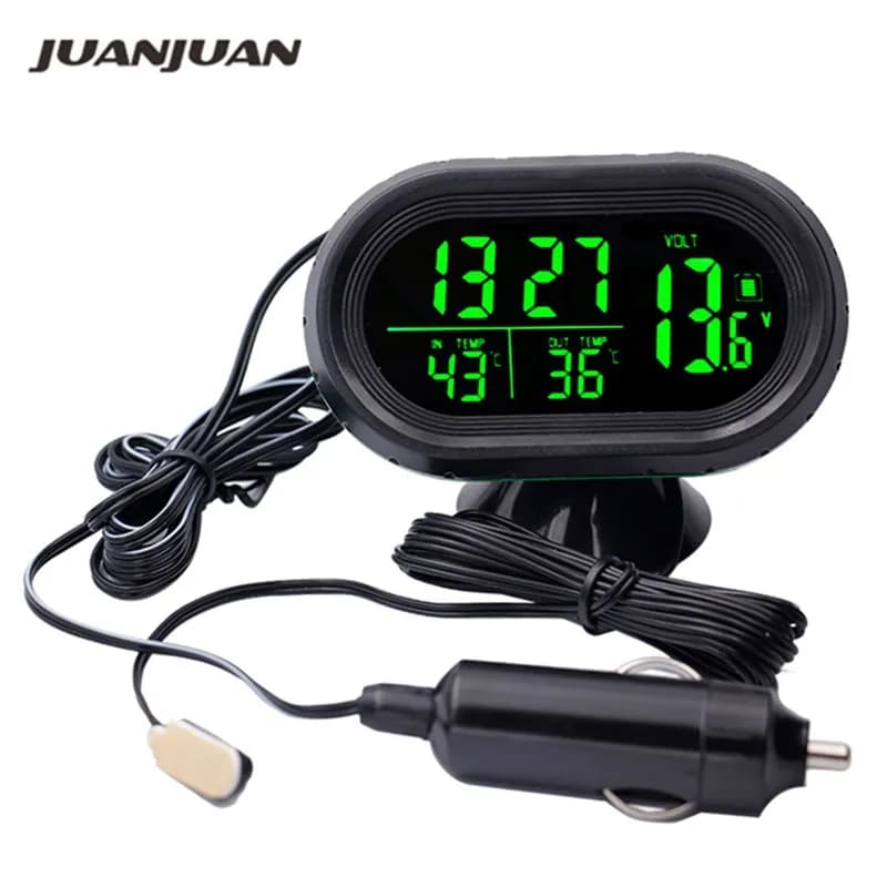 Digital Monitor Car Voltage Thermometer Car Loader Electronic Watch Display LED Temperature Voltage Tester