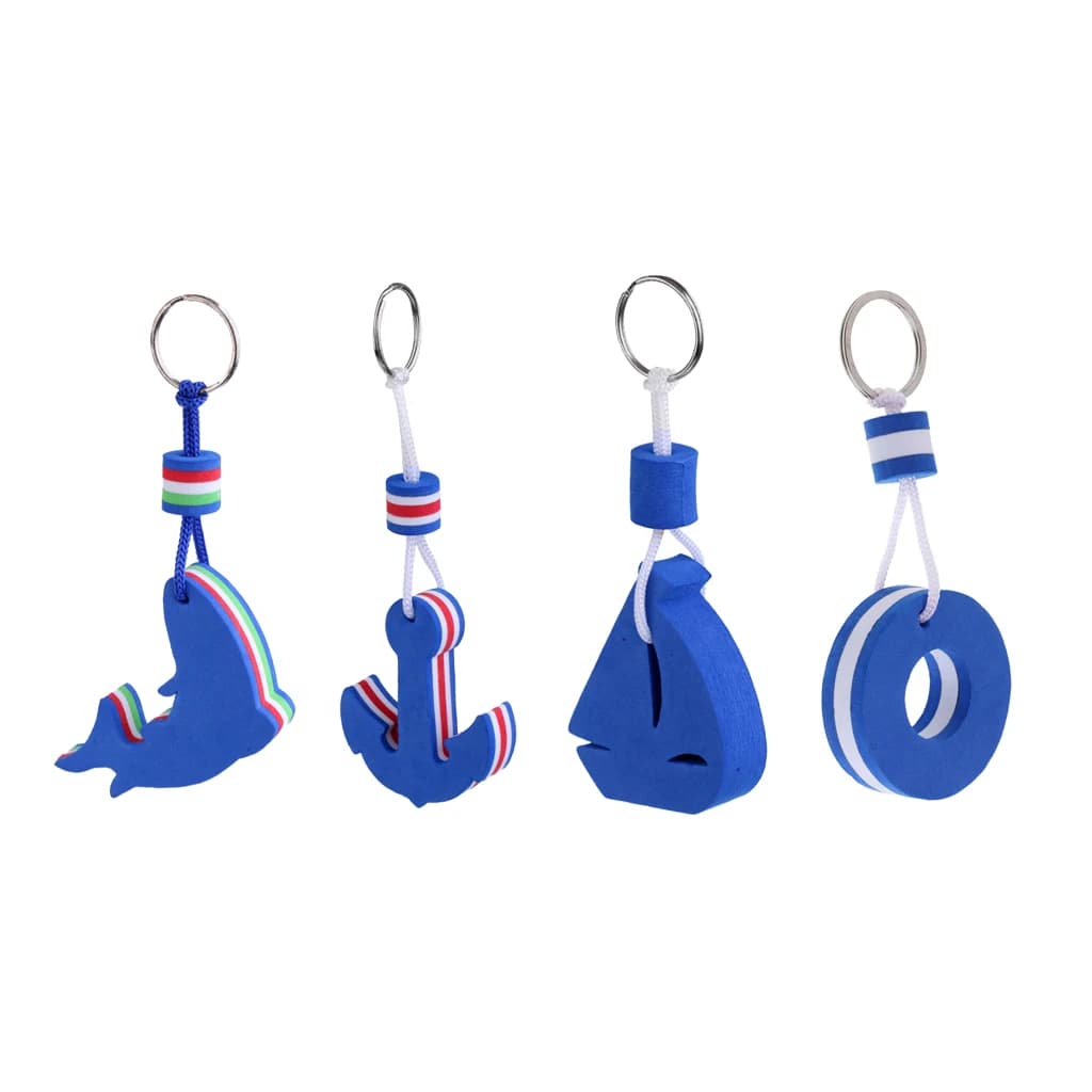4Pcs portachiavi galleggiante per barche novità portachiavi per sport acquatici vela/ancora/delfino/boa a forma di anello per chiavi galleggianti
