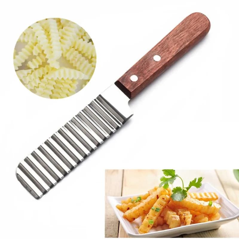 Taglierina per patatine fritte coltello per patate in acciaio inossidabile utensili da taglio ondulati per verdure gadget da cucina