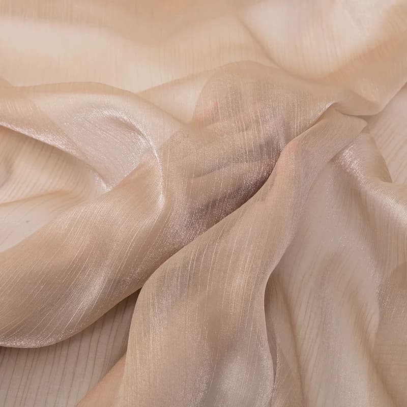 Nude Pink Soft Crepe Nylon Organza Shiny Fabric By The Yards Bridal Dress Sewing Material Wedding Decoration 90*150CM TJ0316
