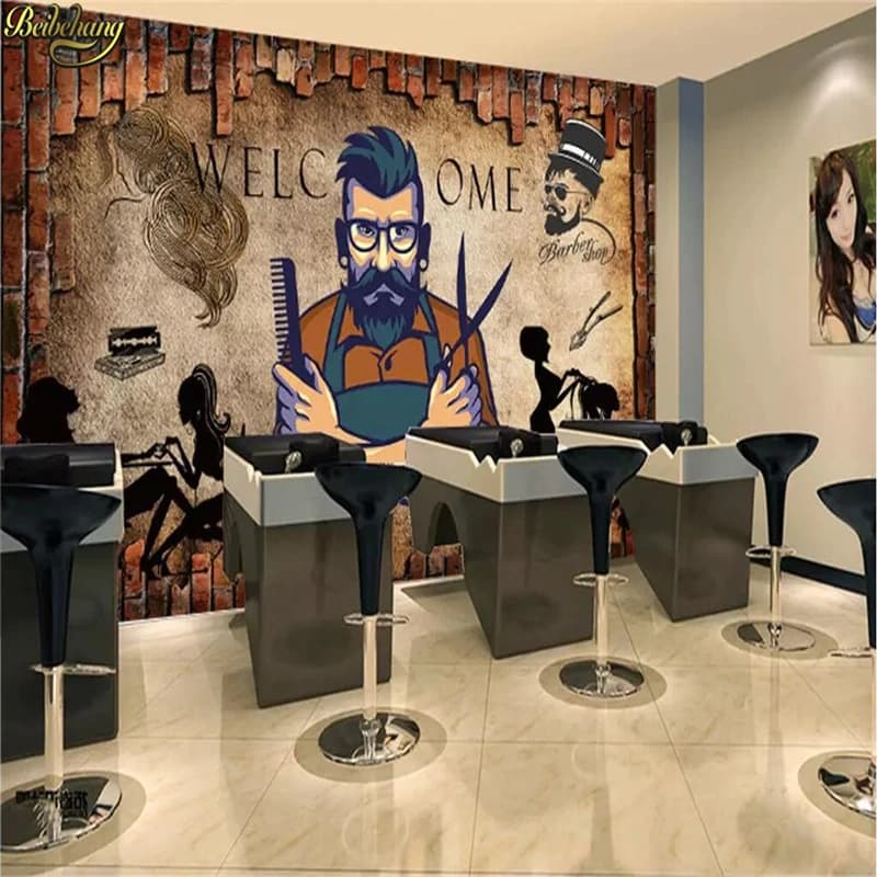 Beibehang Personalizzato 3d carta da parati murale muro di mattoni parrucchiere parrucchiere salone di bellezza sfondo muro di carta papel de parede