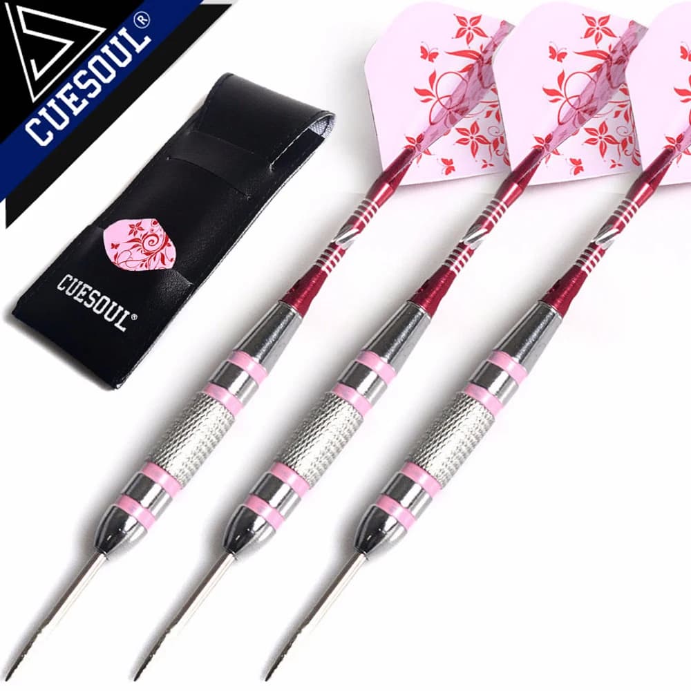 CUESOUL Freccette con punta in acciaio Barile da 20/22 g con voli e aste rosa