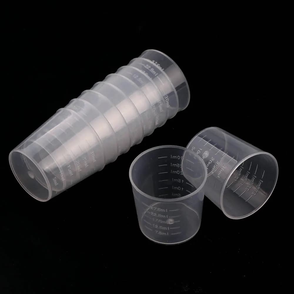 20pc 30ml misurini per liquidi in plastica trasparente cilindro per test da laboratorio graduato con bilance per strumento di stampo in silicone in resina