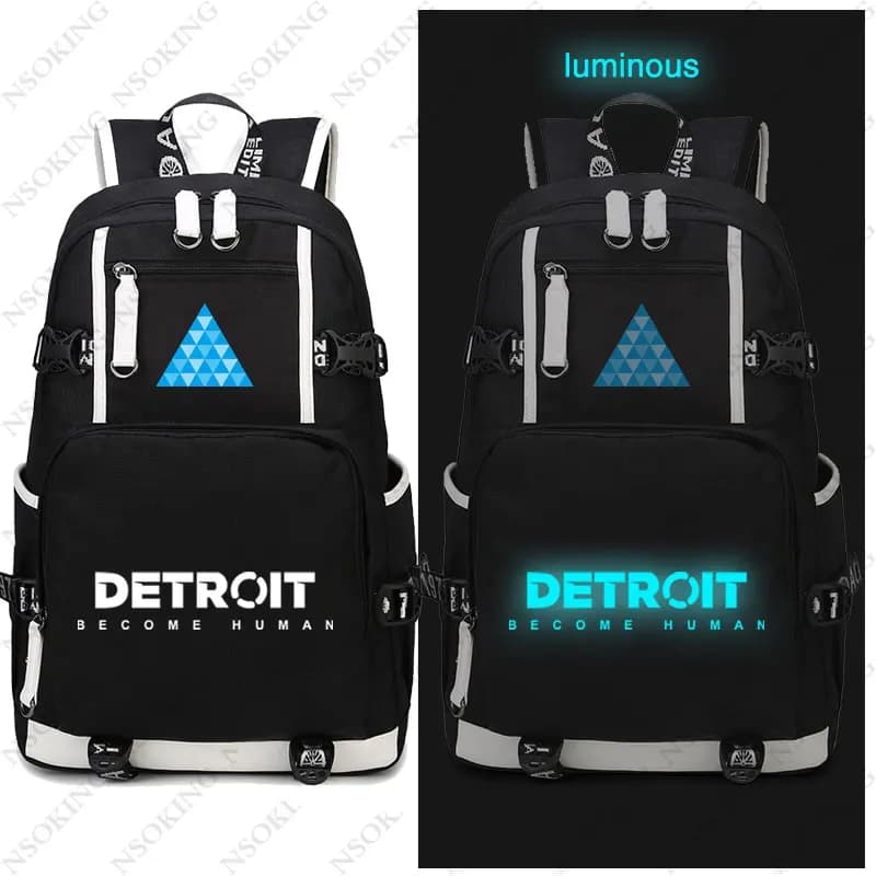 Gioco caldo Detroit Human Zaino AX400 Connor RK200 YK500 Cosplay Borsa di tela Borse da viaggio zainetto luminoso