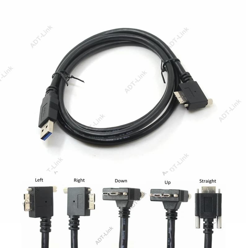 USB 3.0 a-b 90 Gradi A Destra e Sinistra & Up & Imbottiture Ad Angolo Micro B USB 3.0 Con viti di bloccaggio Mount Dati cavo 1.2 m 3 m 5 m
