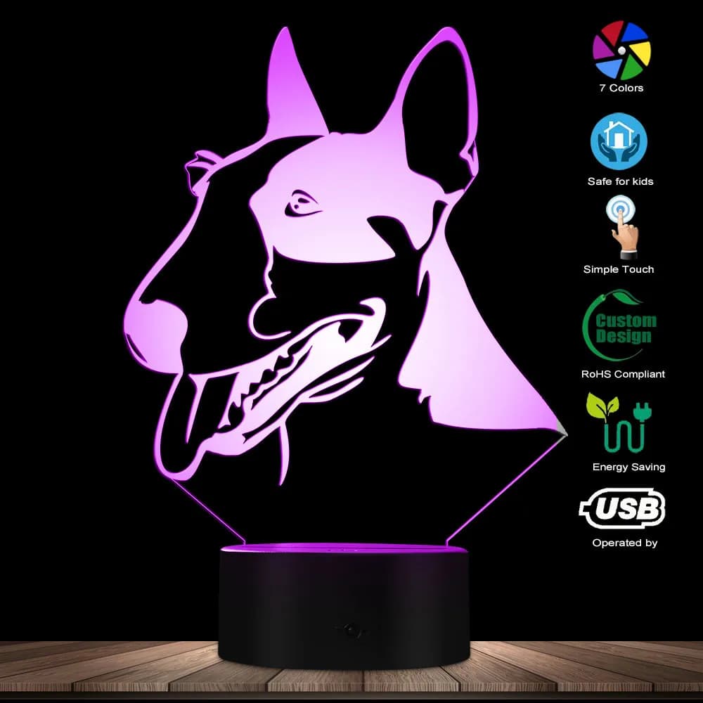 Pit Bull Terrier Shape Design LED Night Light Puppy Dog Pet 3D lampada da tavolo lampada da scrivania proprietario di animali domestici illuminazione al Neon decorativa regalo