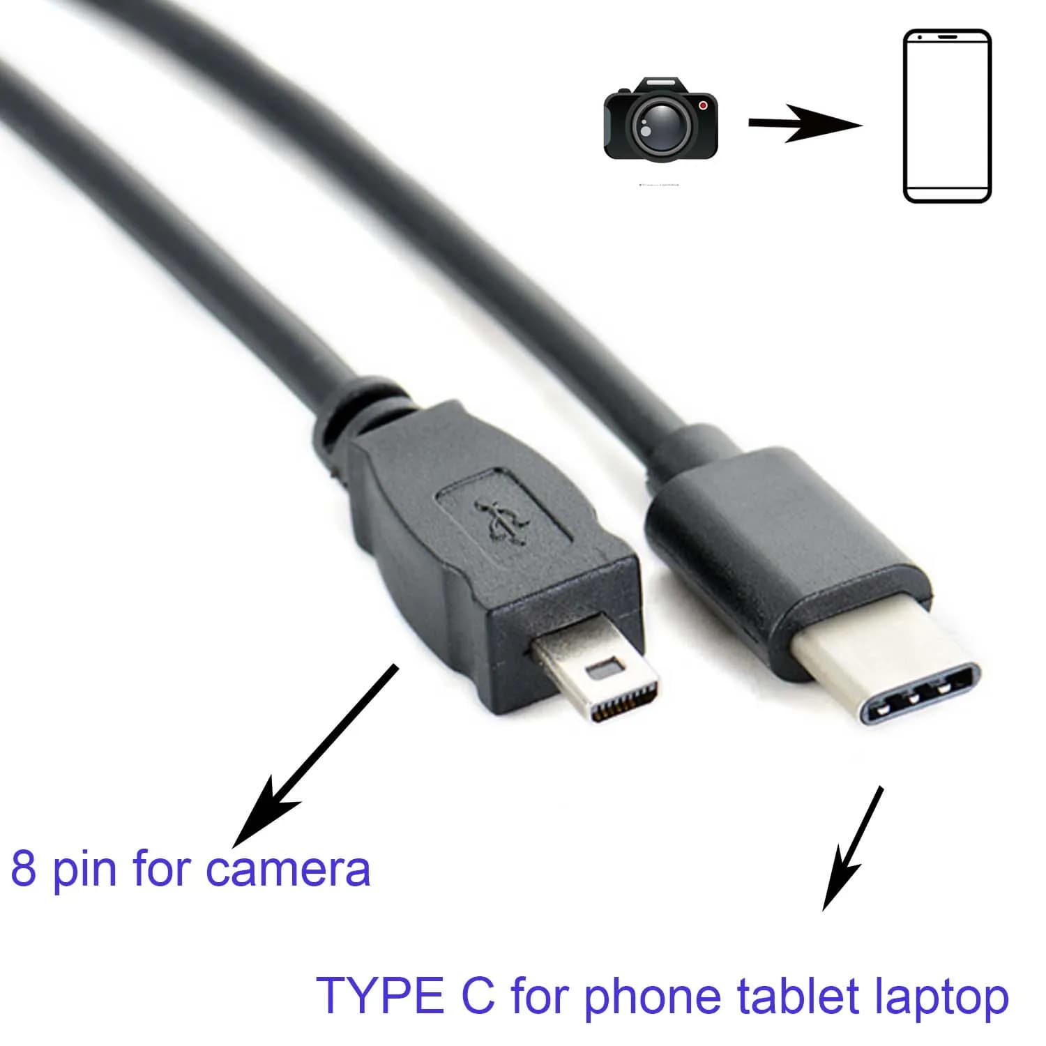 TYPE C OTG CABLE FOR Nikon Coolpix D7100 D5300 D5200 D5100 D3300 D3200 S9500 camera to phone edit picture video