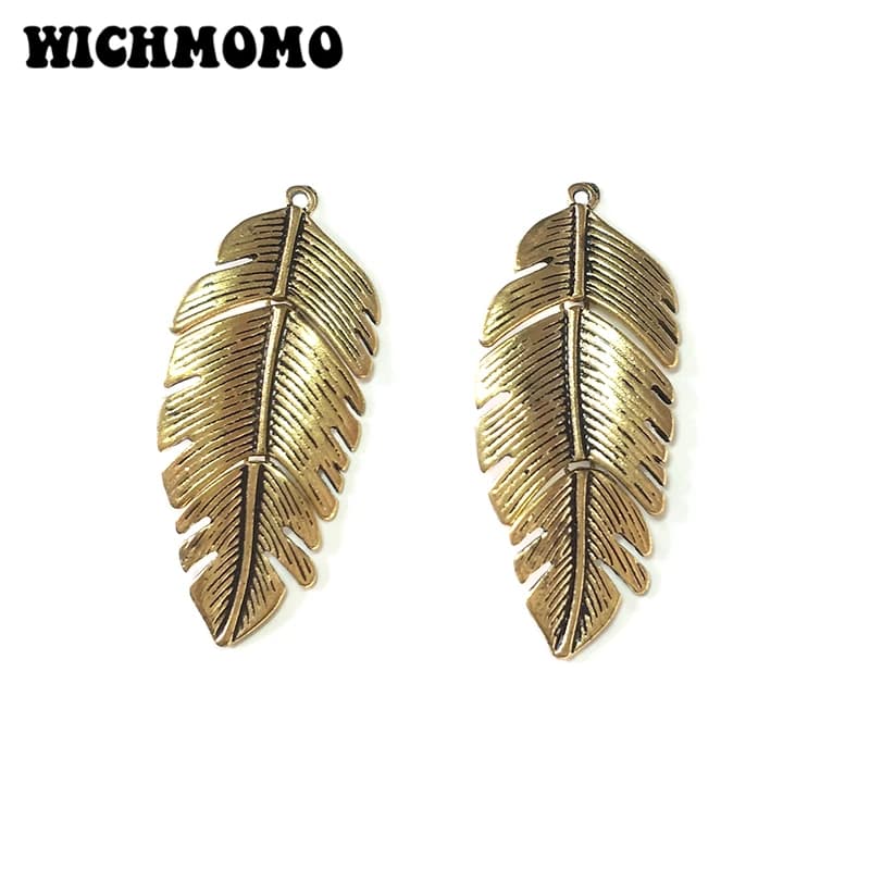 Clearance 2pcs 61*25MM Retro Zinc Alloy Flexible Feather Necklace Pendants DIY Jewelry Accessories