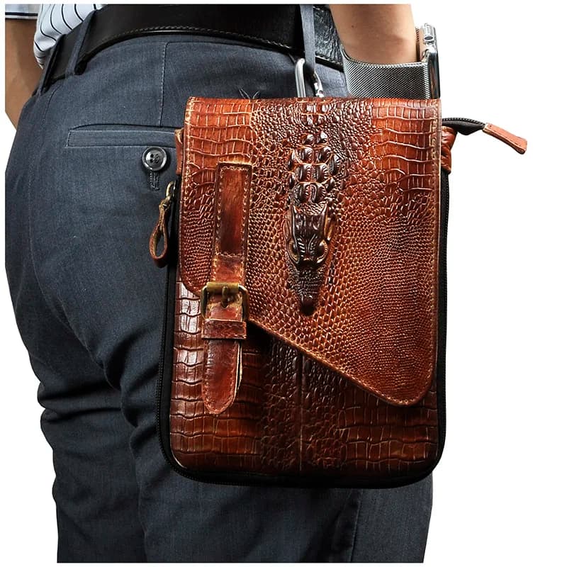 Borsa da uomo in pelle Design Casual multifunzione piccola tracolla Messenger borsa da viaggio moda cintura da 8 "borsa per tablet 611-1-b