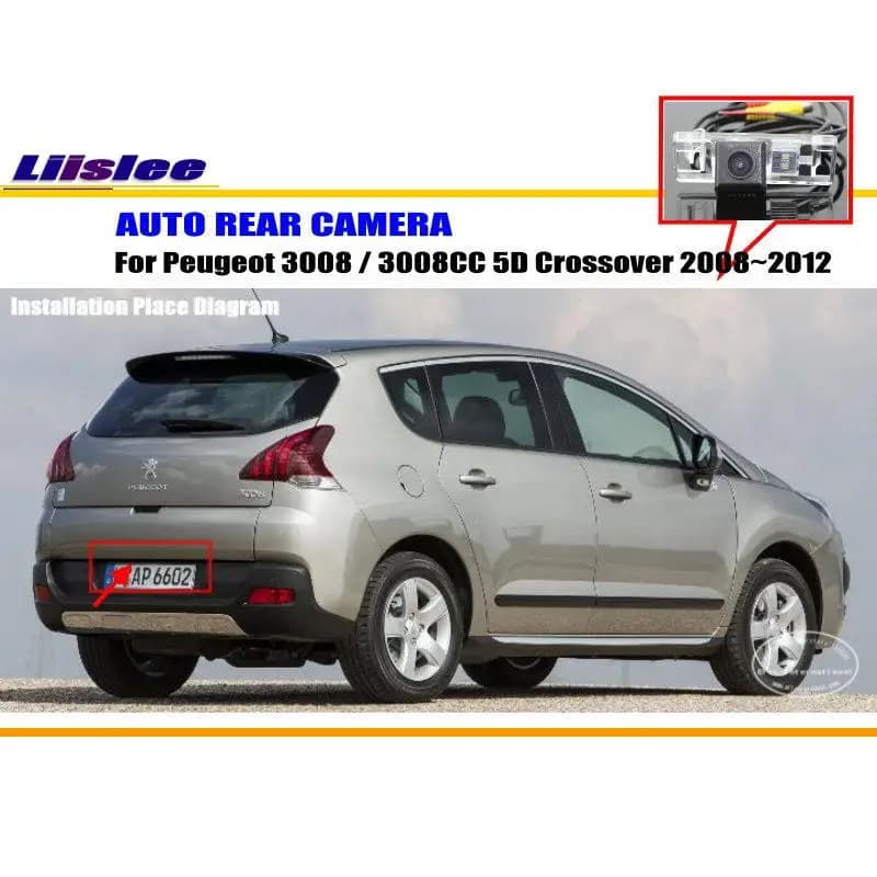 Kit Accessori Telecamera Posteriore HD CCD per Peugeot 3008 2008-2016, per Retromarcia e Parcheggio