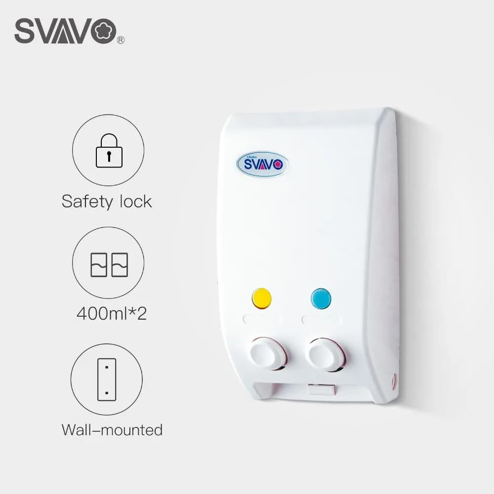 SVAVO Dispenser di sapone singolo/doppio/triplo da 400 ml Doccia a parete Dispenser di shampoo per bagno Contenitore di sapone liquido Bagno WC