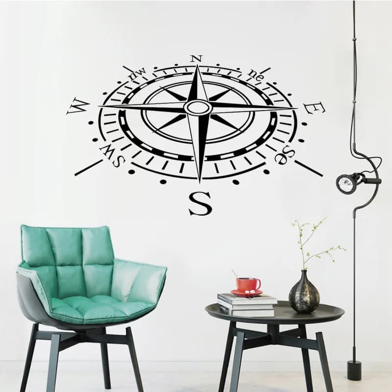 COMPASS Decalcomania del vinile Adesivo per auto Barca Finestra Parete Nautica Vela Anchor Nave Adesivi murali 3D Decorazioni per la casa Soggiorno Art C-10