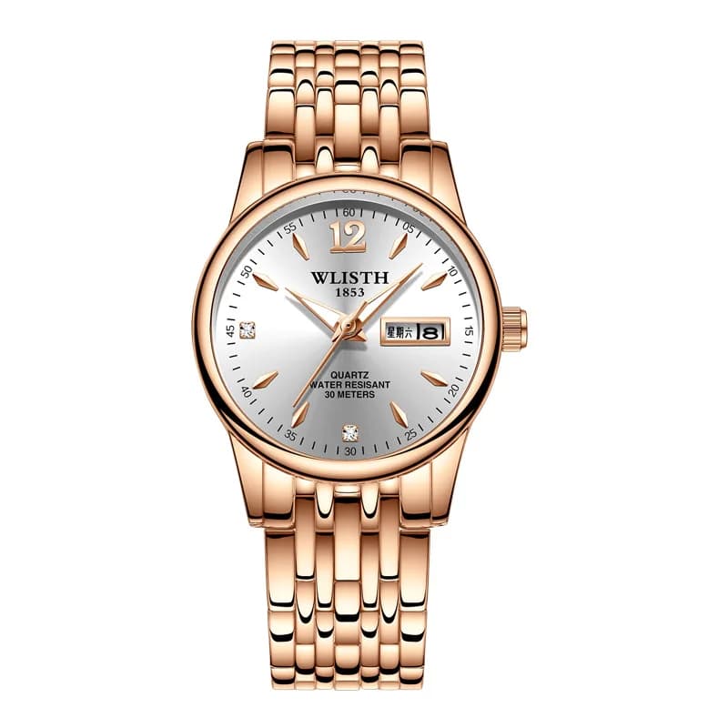 Ama orologi marca Kingnuos acciaio quarzo impermeabile uomo orologio da polso da donna per Saat data settimana Display luminoso ora Reloj Hombre