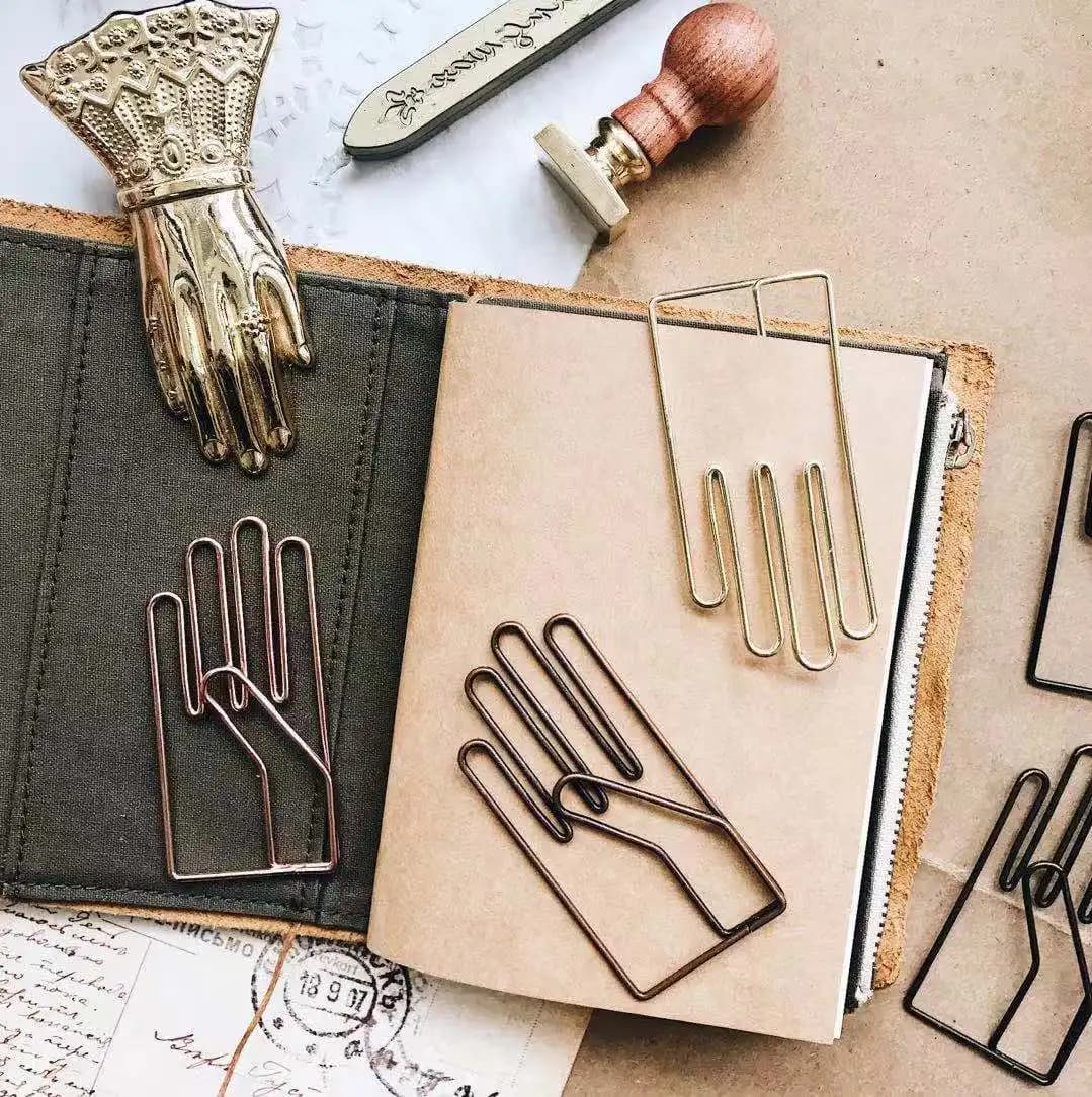 5 pezzi Vintage graffetta libro segnalibro a forma di mano graffette carino Kawaii ottone Clip File raccoglitore regalo ufficio per note lettera