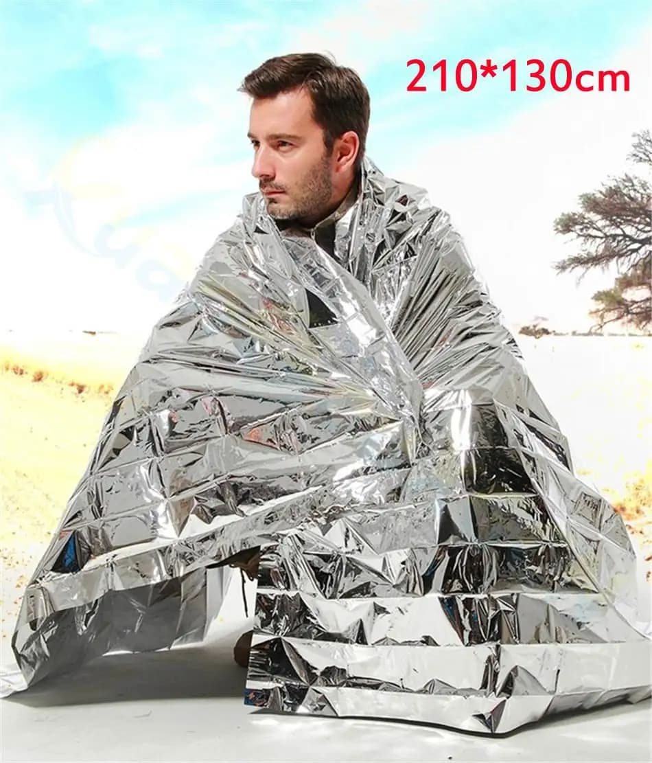 Emergency Blanket Outdoor Survive First Aid Military Rescue Kit Windproof Waterproof Foil Thermal Blanket for Camping Hiking