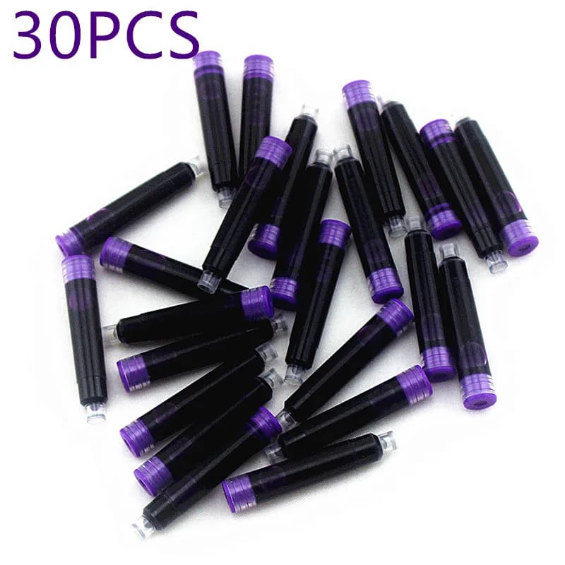 Commercio all'ingrosso 30 pcs Usa E Getta viola Penna Stilografica Inchiostro Cartuccia Ricariche Lunghezza Penna Stilografica Inchiostro Cartuccia Ricariche