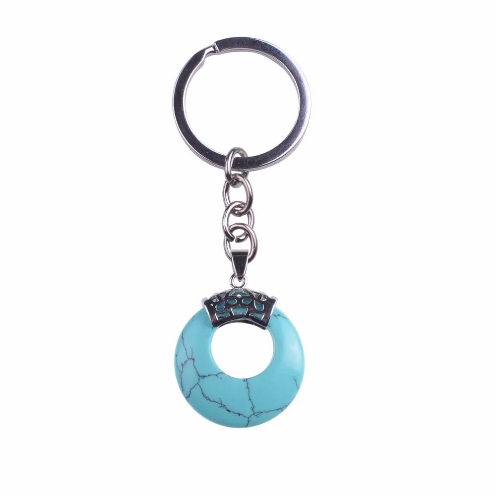 2018 Anello portachiavi in metallo con pietra naturale, regalo per monete, per donna, ragazza, borsa, ciondolo a catena, accessorio per gioielli