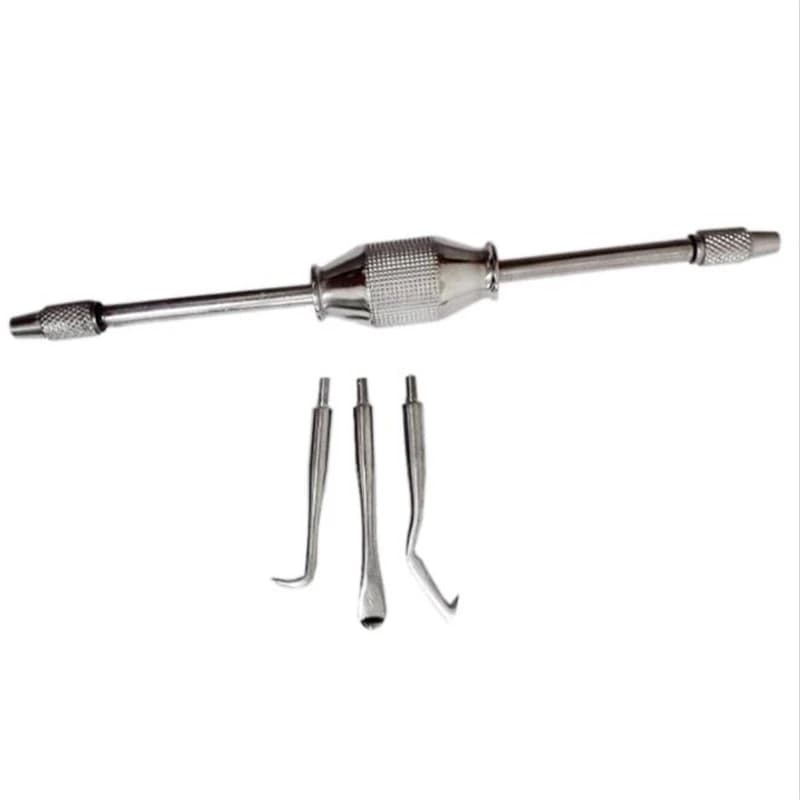Set di Strumenti per la Rimozione di Corone Dentali in Acciaio Inossidabile, Attrezzo Automatico/Manuale con 3 Punte e Pulsante a Pressione