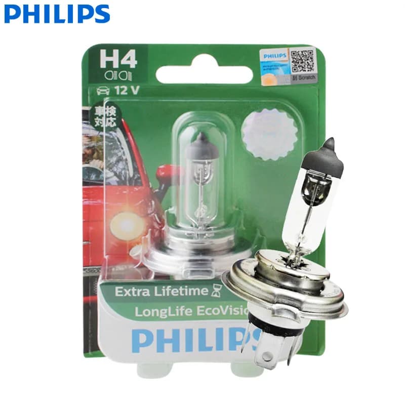 Philips LongLife Eco Vision H4 9003 12V 60/55W P43t muslimah lampada faro alogena per Auto lampadina automatica abbagliante anabbagliante (singolo)