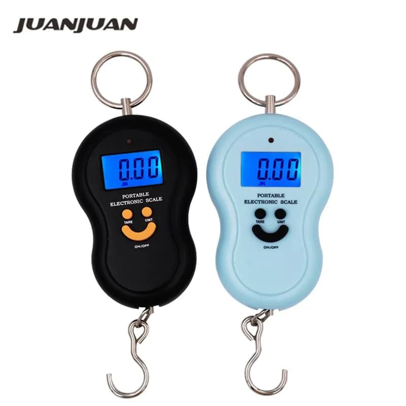 Nuovo arrivo Smile face Appeso modelli di bilancia da pesca 50Kg * 10g Retroilluminazione elettronica Bagagli Peso tascabile Kg Lb OZ