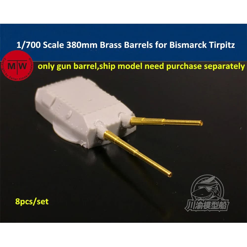 Barili in ottone da 380 mm in scala 1/700 per kit modello corazzato Bismarck Tirpitz (8 pezzi/set)