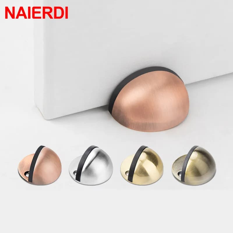 NAIERDI Fermaporta in gomma in acciaio inossidabile Adesivo senza perforazione Supporti per porte nascoste Cattura fermaporta senza chiodi montati a pavimento