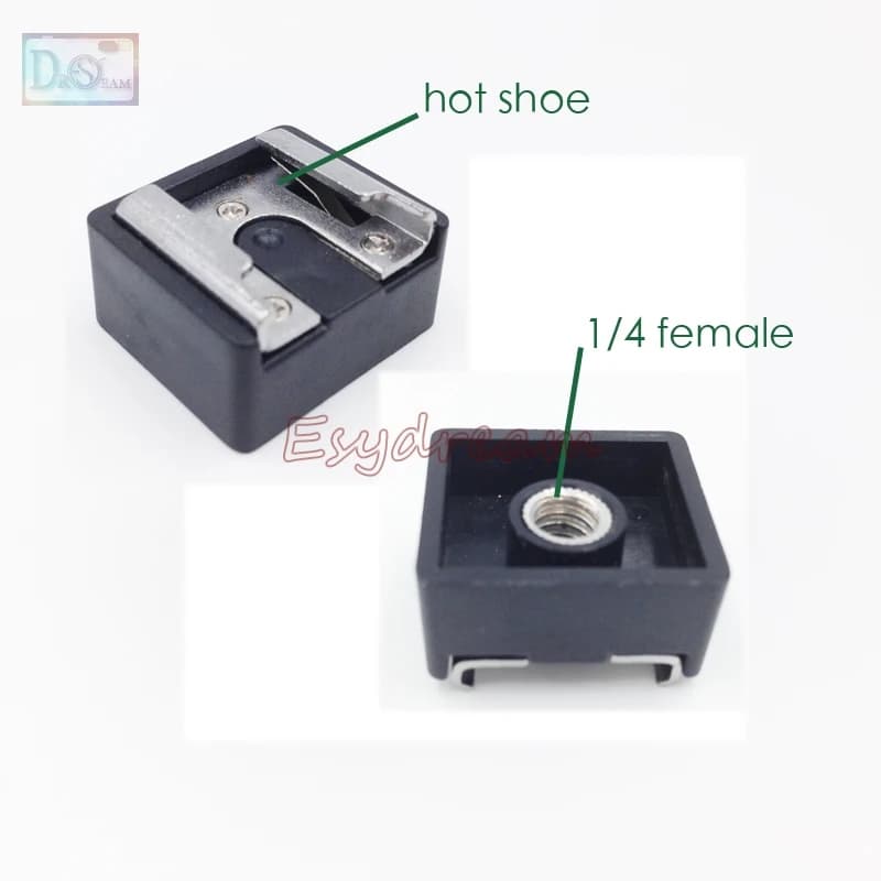Hotshoe mounting adapter for 1/4 thread cold hot shoes for Speedlite tripod with LED Flash light support from Studio