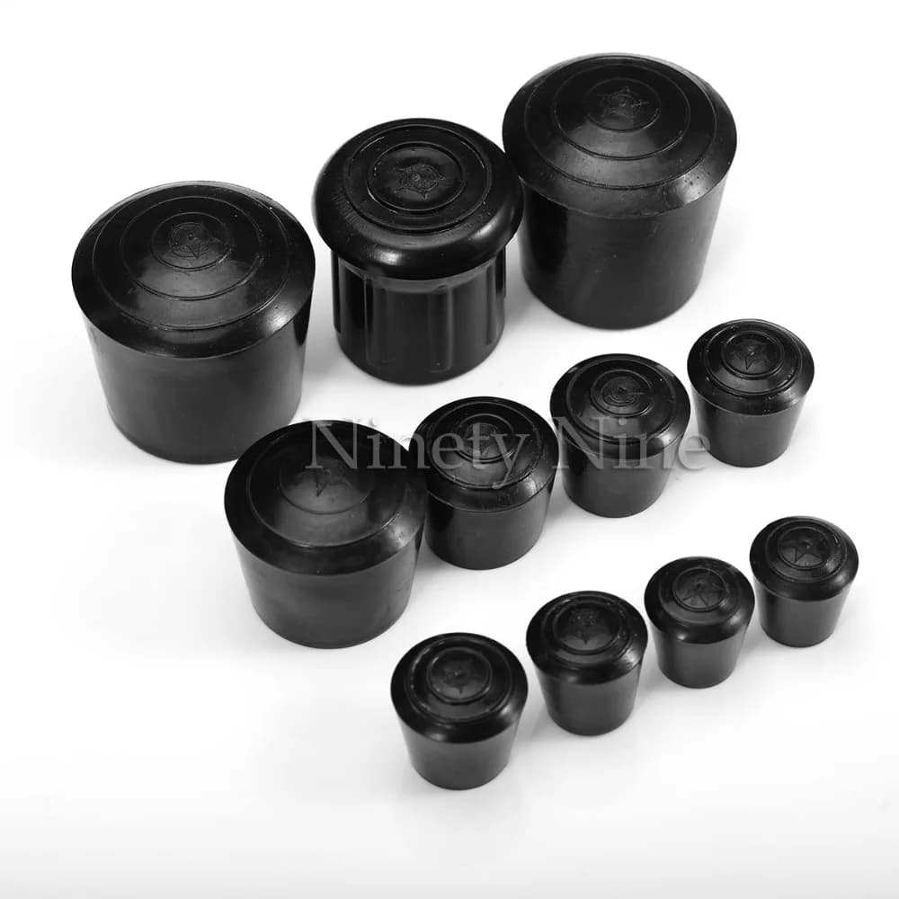 12Pcs 10-35mm di Diametro Interno Nero Rotondo Mobili Sedia Tavolo Gamba Piede di Gomma Coperture Pavimento Protettori