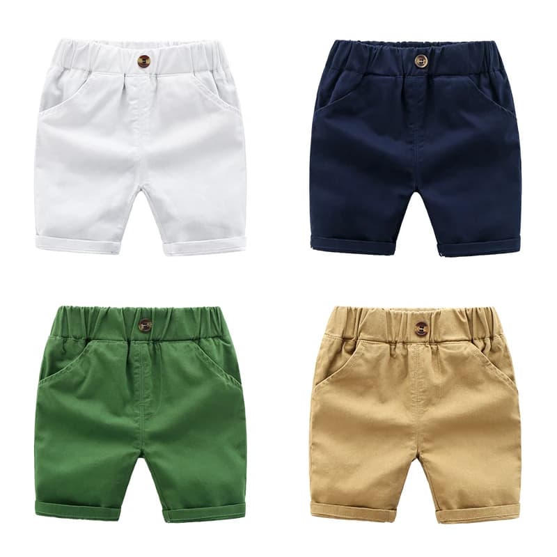 DE PEACH Nuovi pantaloni casual per bambini per bambini per ragazzi Pantaloncini estivi in cotone per bambini Pantaloncini da spiaggia Tinta unita Vestiti per neonati 2-6 anni