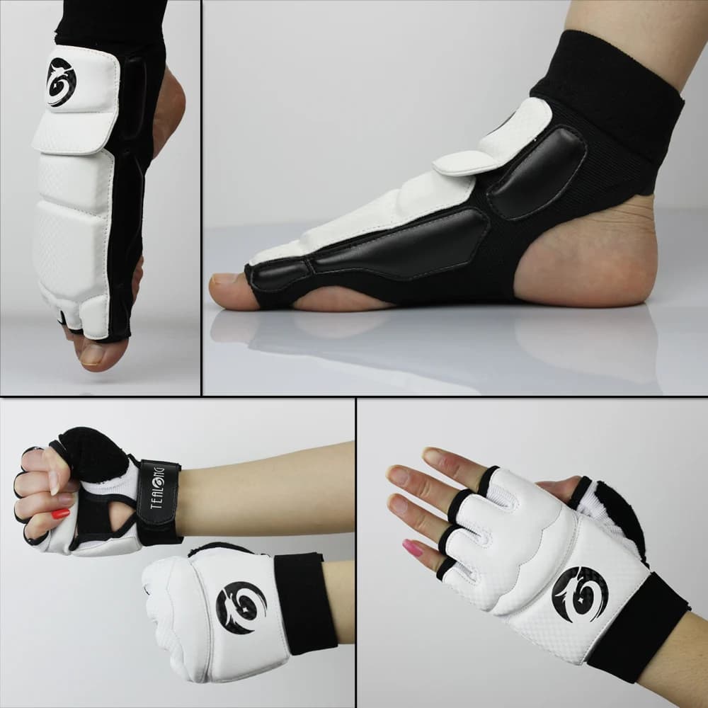 Spedizione gratuita Bracciali dykeheel set adulto bambino sport apologetica collo del piede supporto caviglia flanchard taekwondo proteggere guanti scarpe