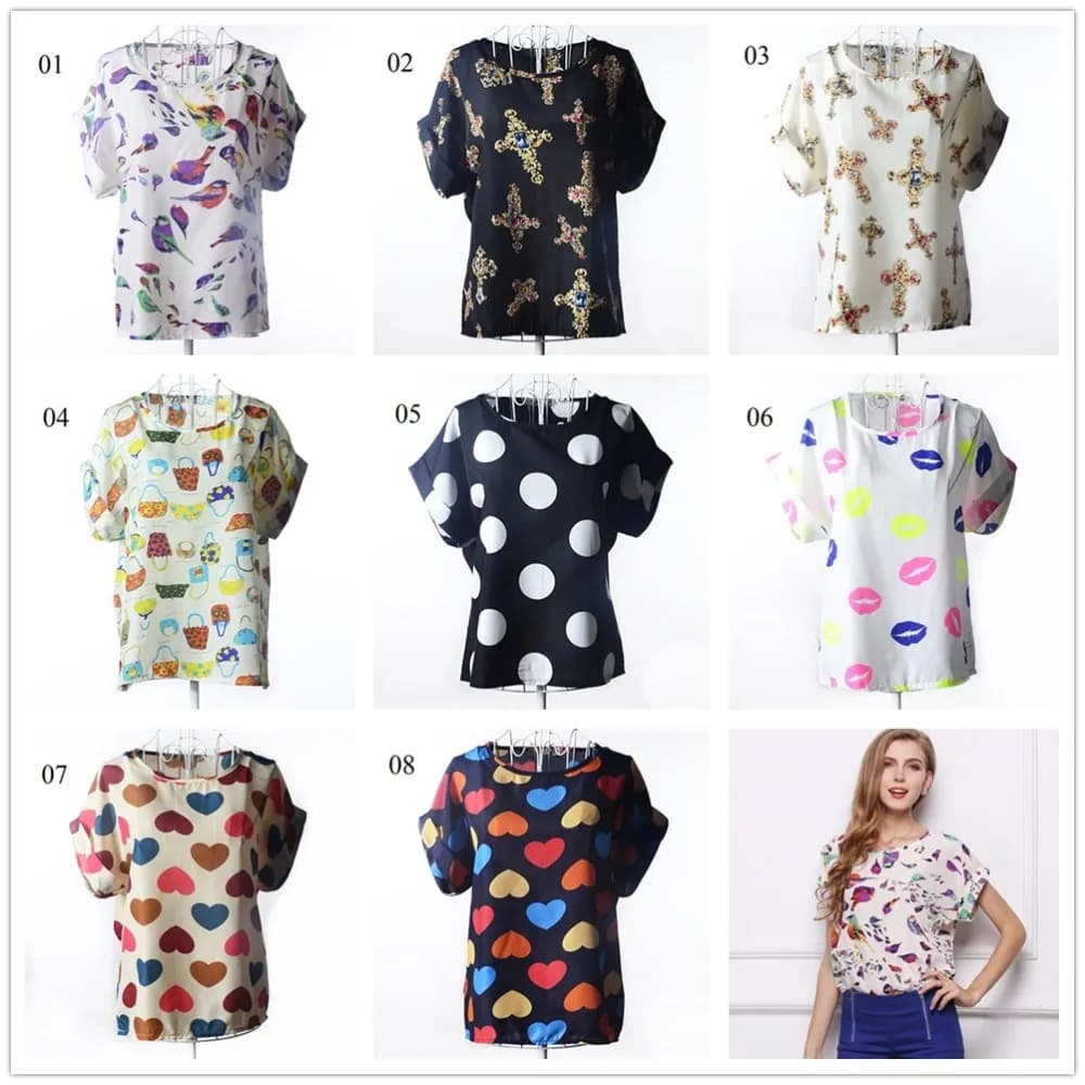 Women's Chiffon Loose Blouse Summer Print Body Top Jumper Shirt - Breathable Comfortable Loose Fit Blusas for Casual Wear