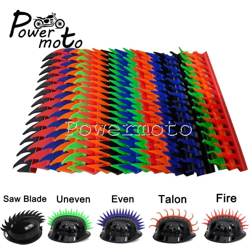 Casco Mohawk Universal Motor Biker Sawblade irregolare anche Fire Talon MX Dirt Bike Mohawk gomma Sticker Strip Spike Decoration