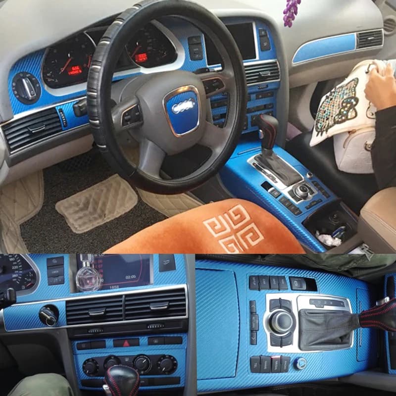 Per Audi A6 C6 2005-2011 pannello di controllo centrale interno maniglia della porta 3D/5D adesivi in fibra di carbonio decalcomanie accessori per lo styling dell'auto