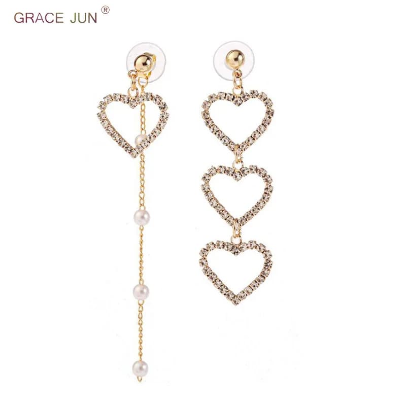GRACE JUN Orecchini a clip con cuore scavato e orecchini traforati a goccia stile lungo Commercio all'ingrosso della fabbrica di accessori per gioielli eleganti