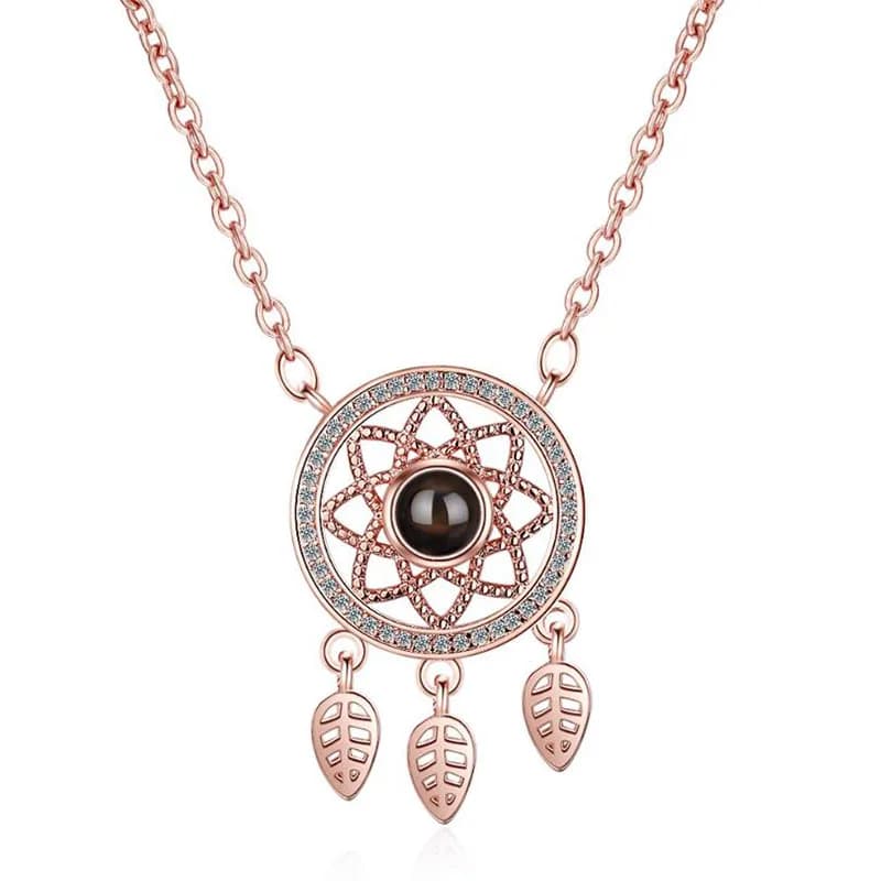 925 Silver Necklace Women Jewelry Romantic 100 Languages I Love You Projection Dreamcatcher Pendant Lady Engagement Accessories