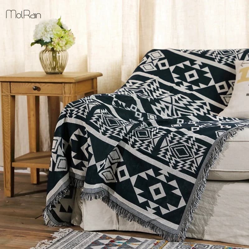 180x340cm coperta per uso domestico stile indiano motivo geometrico coperte per letti coperta per divano per sedia a pelo all'uncinetto coperta spessa