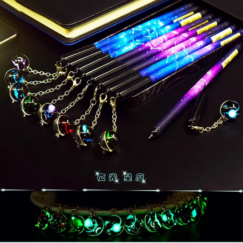 1 pz penna gel pendente luminoso creativo dodici costellazioni studente penna neutra per la scrittura scolastica regali di cancelleria Kawaii