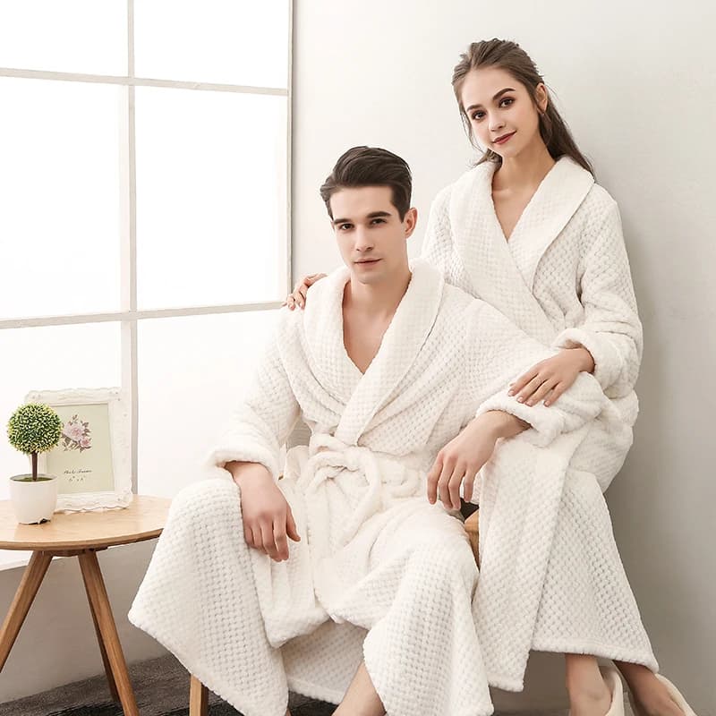Nuovi accappatoi autunno inverno per donna uomo donna manica lunga flanella Abito lungo femminile maschile pigiameria pigiama homewear